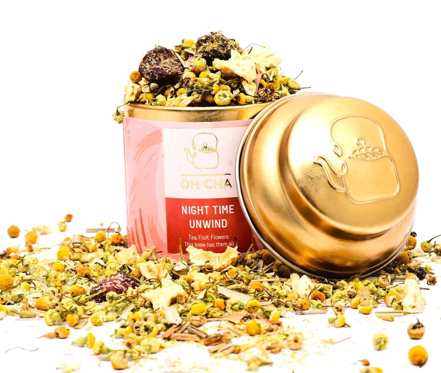 Oh Cha Night Time Unwind Infusion – A Calming Caffeine-Free Blend of Chamomile and Lemongrass